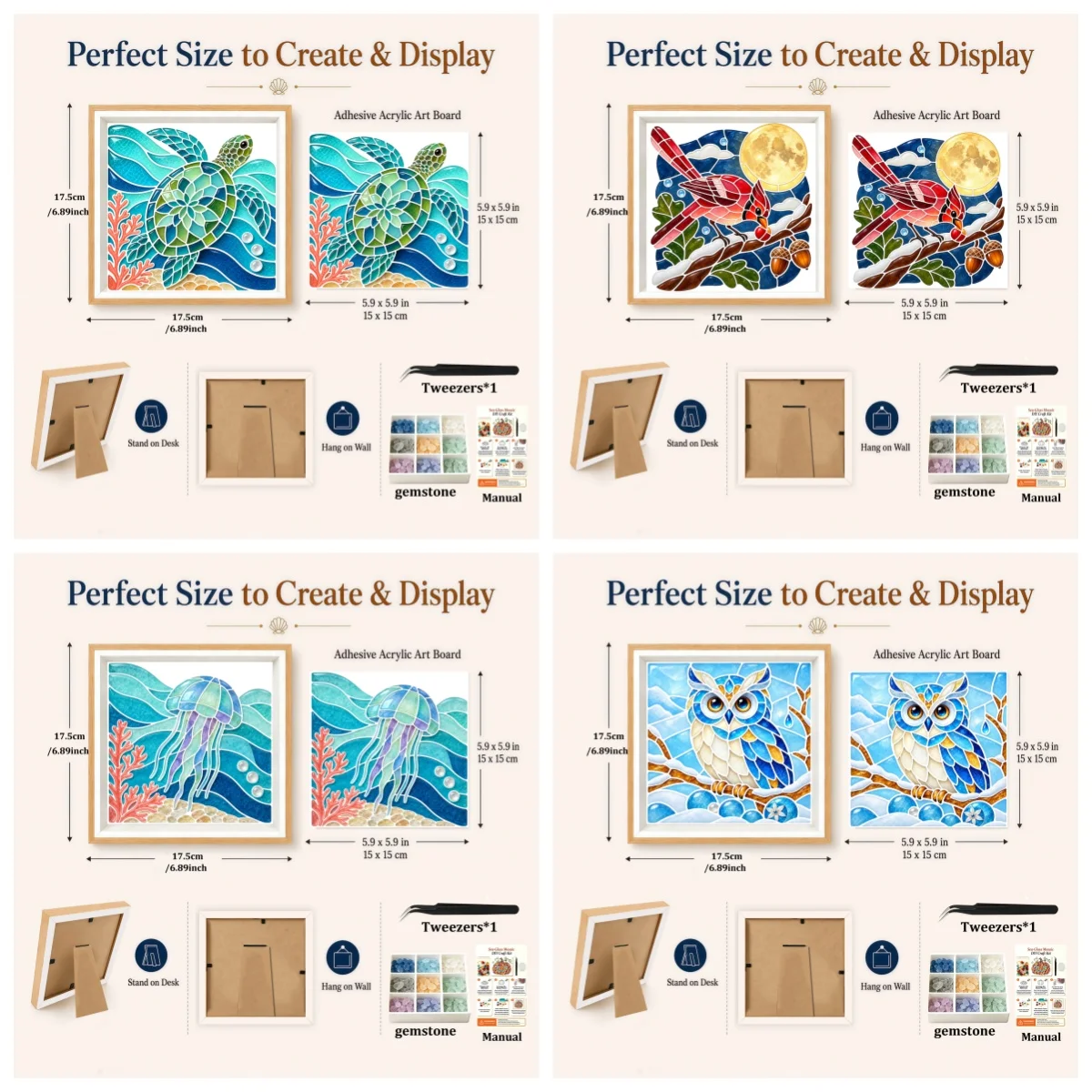 1 Piece of sea glass Mosaic craft kit, photo frame, Painting animal Patterns, Handmade unique gifts for friends and family