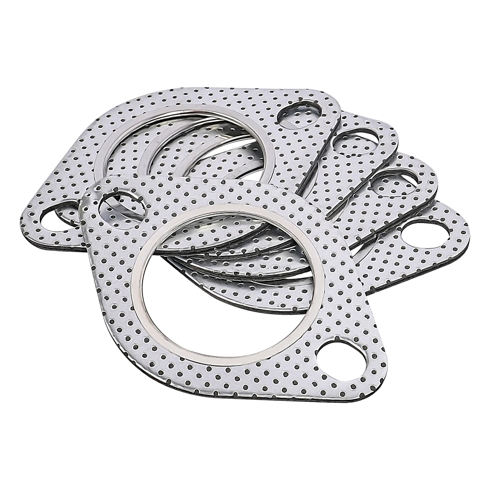 Universal Car Exhaust Downpipe Flange Gasket 2.0/2.16/2.36/2.5/2.75/3.0 Inch Exhaust Pipe Intake Tube Gasket Two Holes 5/pack