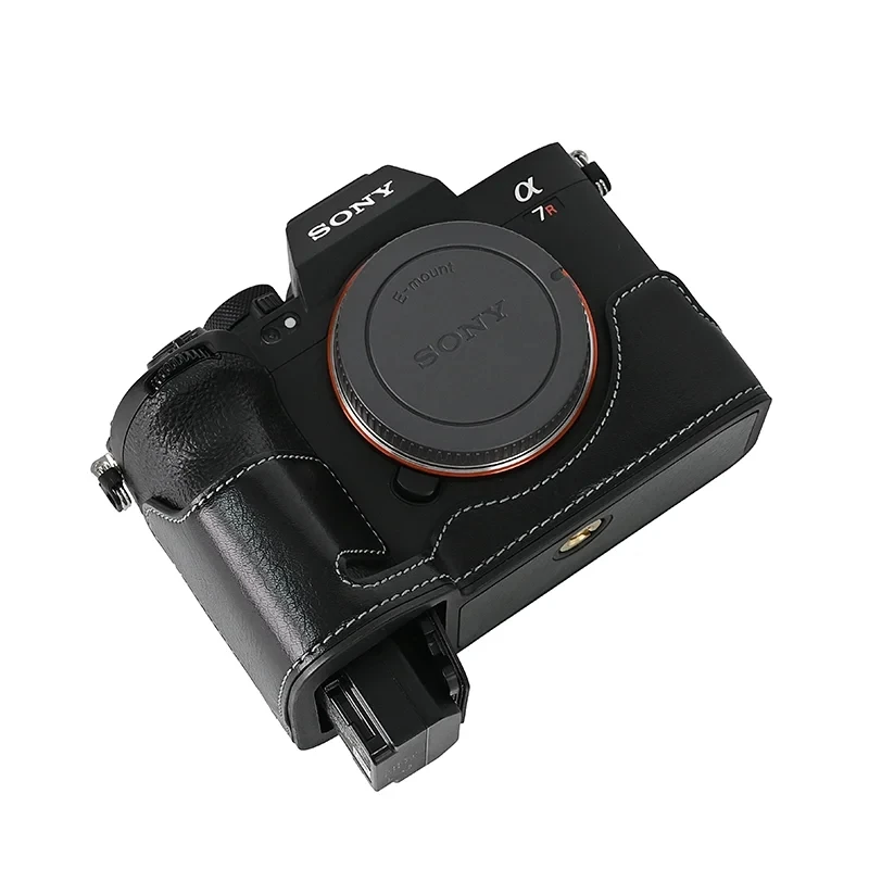 A7M4 PU Leather Half Body Case for Sony A7R5 A7RM5 A7RV A7R Mark V A7Mark IV with Battery Opening A7S3 A1Camera Bottom Bag Cover