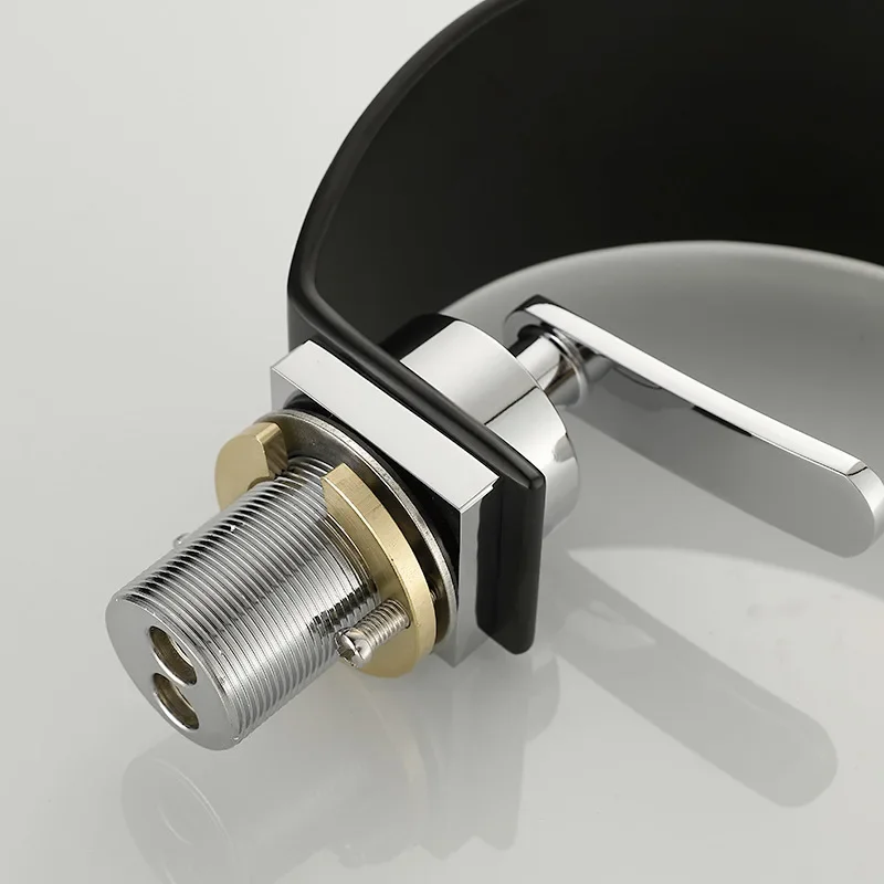 Imagem -06 - Torneira Moderna da Bacia do Único Furo para o Banheiro Preto Fosco Ouro Branco Torneira da Bacia Torneira Misturadora Acessórios do Banheiro tipo Coreano