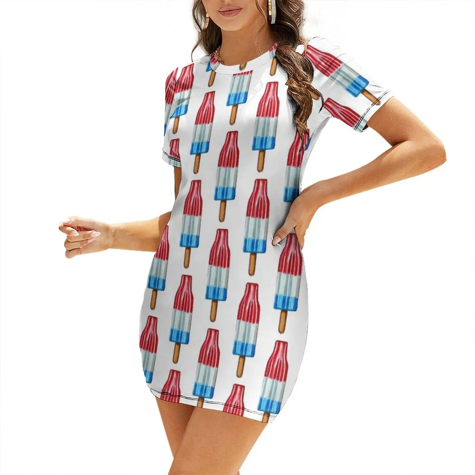 

Hand Painted ROCKET POP Art Short Sleeved Dress long sleeve dresses Long dress women dress