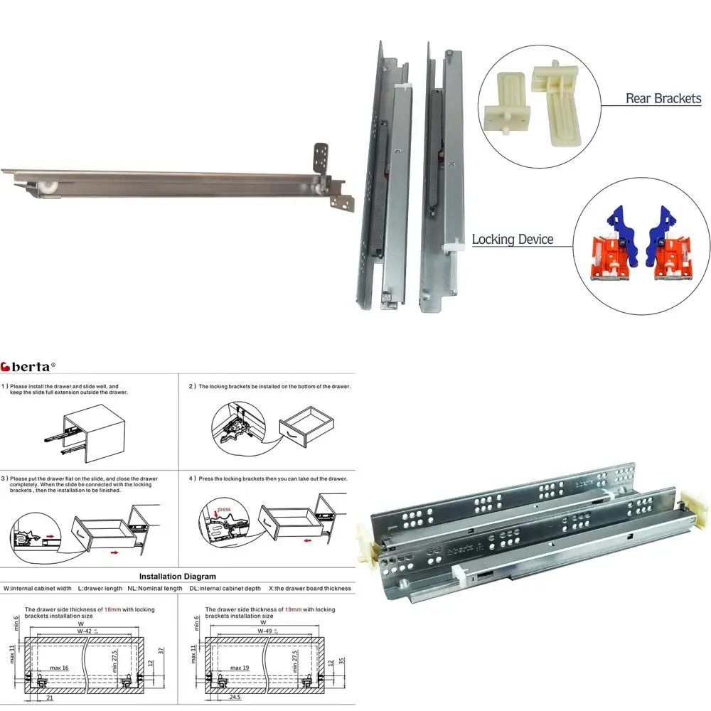 

Скрытые направляющие для шкафов под монтажом — длина 22, высокое качество, простая установка, компактное решение