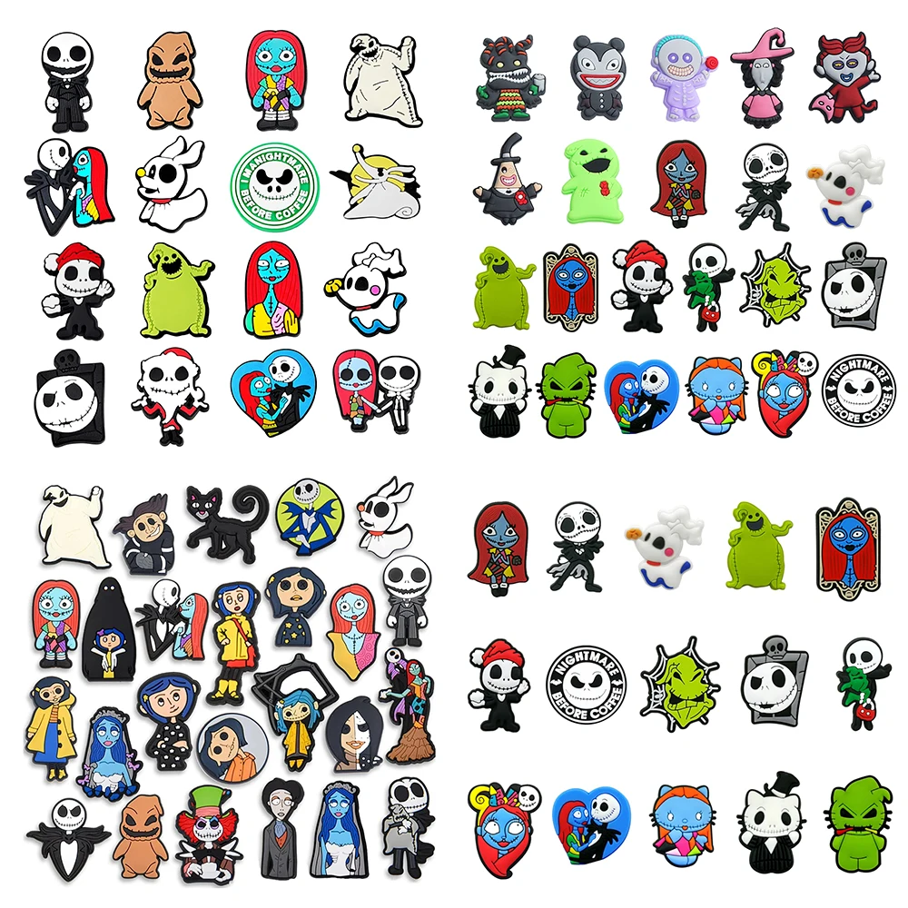 12-25pcs Cartoon Shoe Charms Movie Nightmare Before Christmas Shoes Accessories Decoration Skull Jack Shaped Clog Sandal Buckle