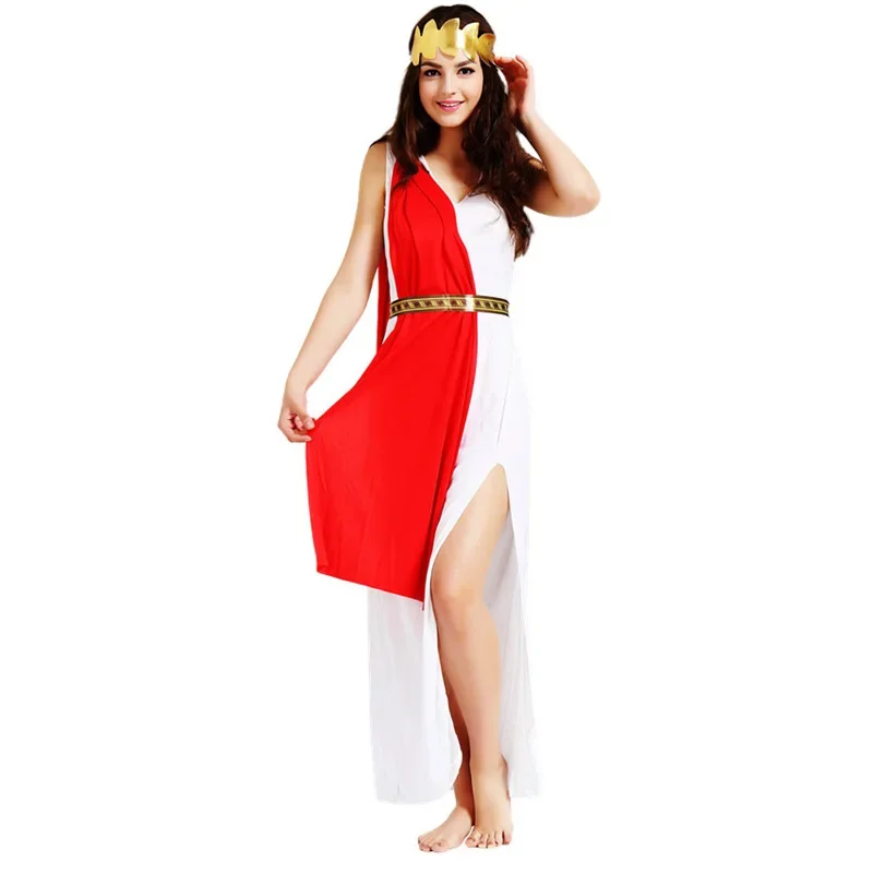 Donna donna uomo grecia Costume Cosplay Roman Grecian Goddess Fancy Dress Outfit Party Christmas Halloween