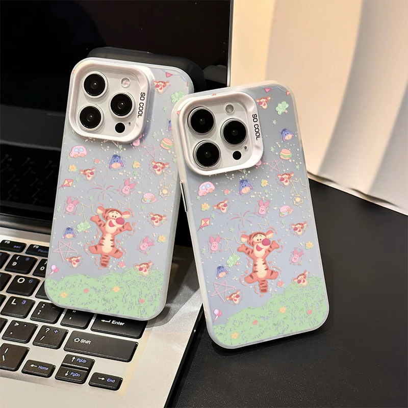 لطيف ديزني الكرتون قضية الهاتف آيفون 17 16 15 14 12 13 12 11 برو ماكس X XS XR 8 زائد 17 برو ماكس 17 برو IMD الليزر الصلب PC غطاء