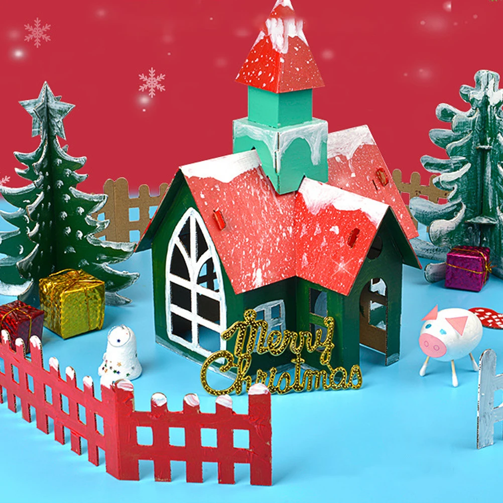 

5 Sets Christmas Diy House Biscuit House Decoration Creative Educational Xmas Homemade Hut For Kids Room Festival Decoration