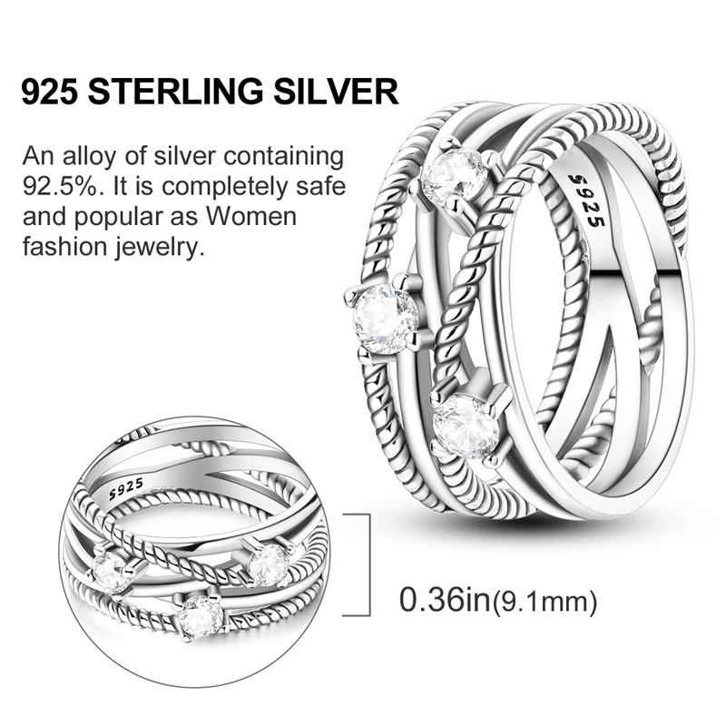 Hot Sales 925 Sterling Zilveren Ringen Oneindige Liefde Ster Maan Voor Vrouwen Originele Zilveren 925 Trouwring Sieraden Gift