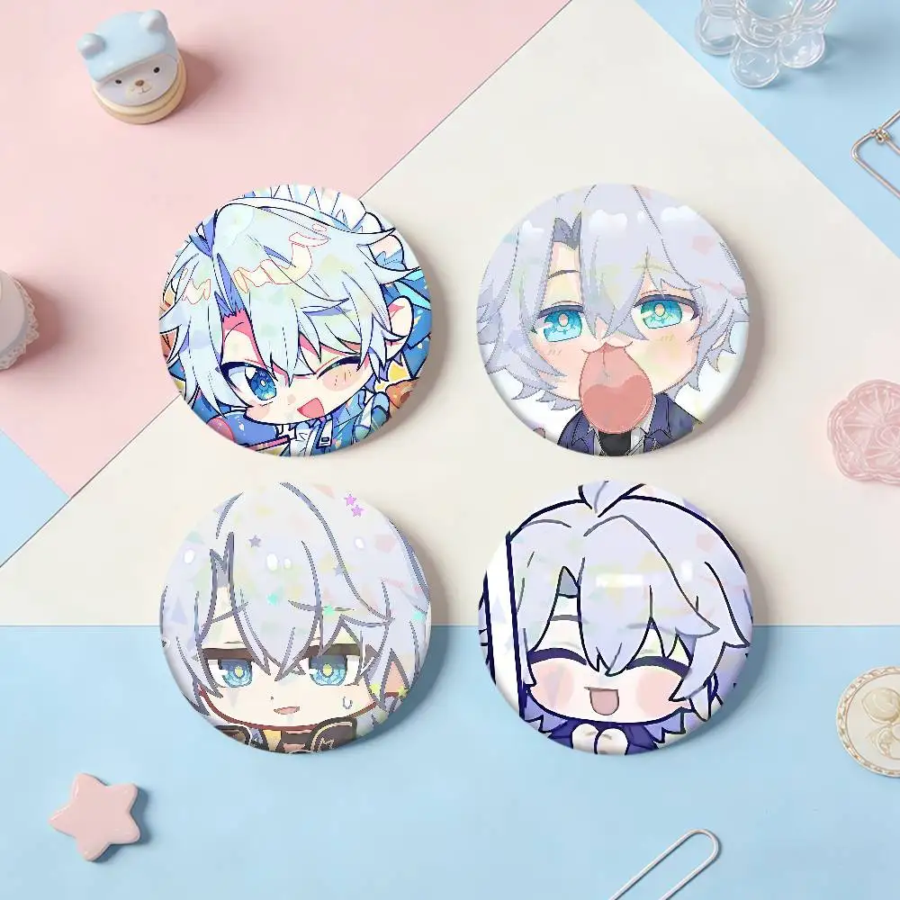 Honkai Rail Star Phainon Niedliche runde Snap-in-Broschen, Anstecknadeln, Abzeichen, Sammlung, Accessoires, Geschenke