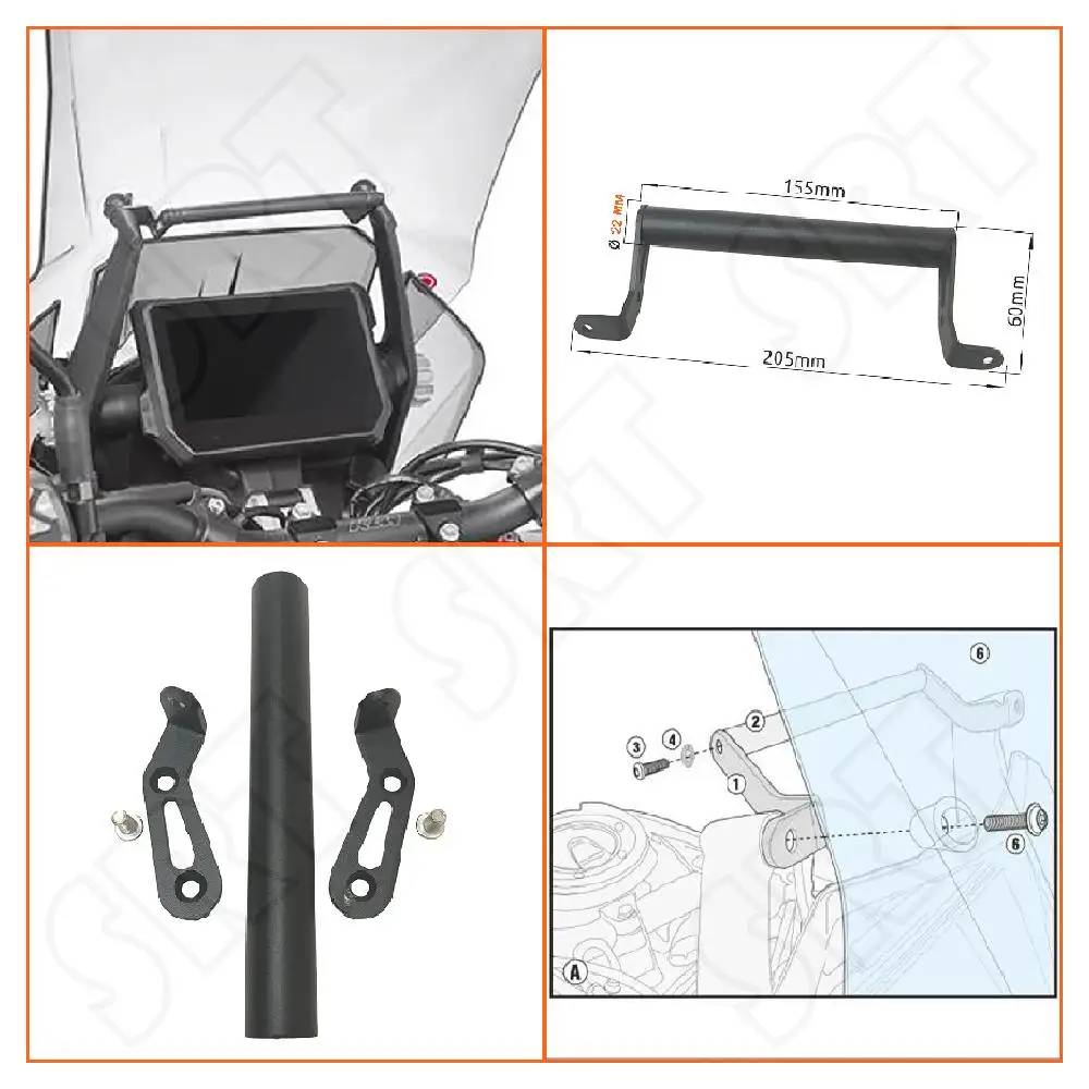 

Fits for KTM 1290 Super Adventure 1290S 1290R ADV 2017-2020 Motorcycle Smart Phone GPS Navigation Adapt Plate Holder Bracket