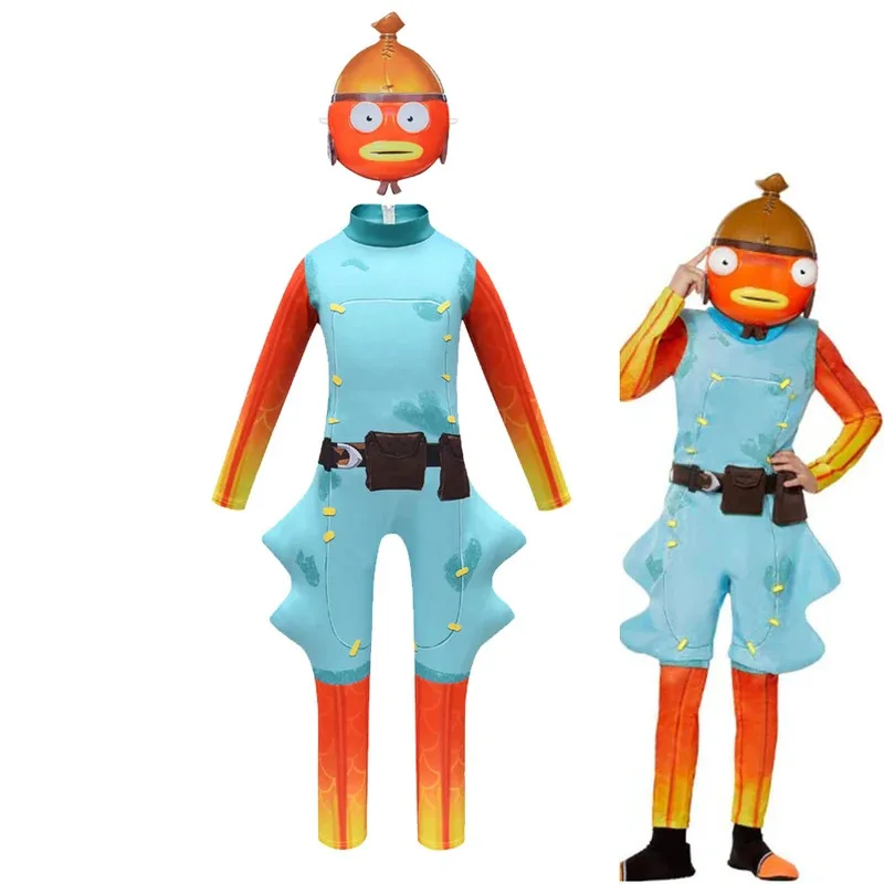 Halloween crianças traje jogo chefe peixe tigre macacão menino festa de aniversário natal fantasia carnaval trajes esqueleto cosplay pano