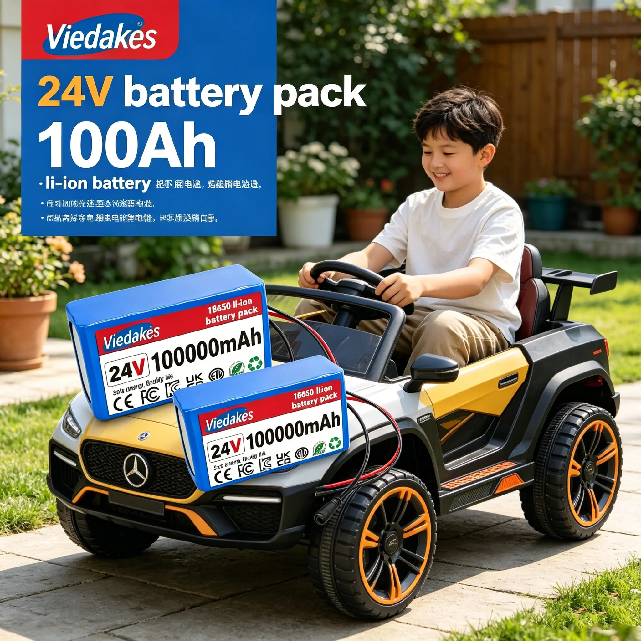 

New 7S3P 24V100Ah Li-ion Battery, 100000mAh High Capacity Battery for Electric Wheelchair, Scooter,Toy Car, 24V Power Tools