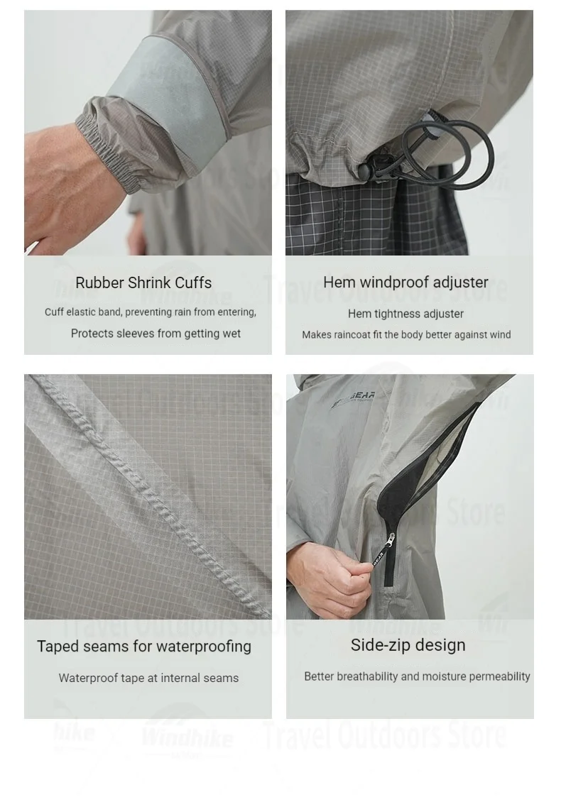 3F UL GEAR M/L Outdoor-Regenbekleidung, zweiteiliger Regenmantel und Regenhose aus Nylon zum Wandern, Radfahren, Offroad-Bergsteigen, regenfest – Detail 15