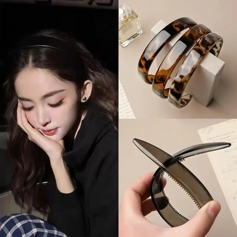 Fashion Acetate Leopard Hair Hoop Tortoiseshell Hair Styling Women Headband Non-slip Teeth Hair Accessories Women's Accessories view 3