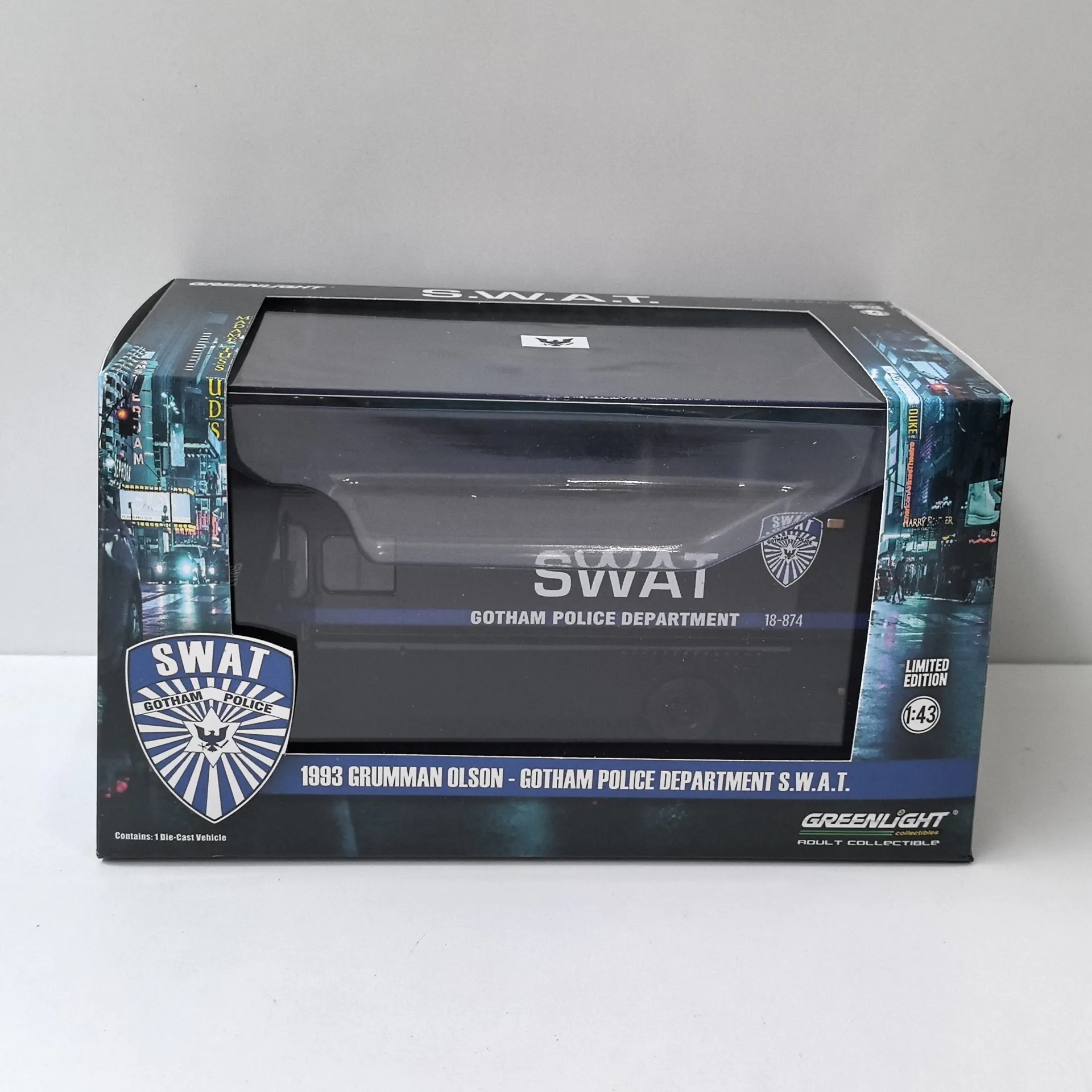 

Литой под давлением зеленый свет, масштаб 1/34, 1993, GRUMMAN OLSON, модель автомобиля из сплава, Коллекционная игрушка, подарок, сувенир, украшение для дисплея