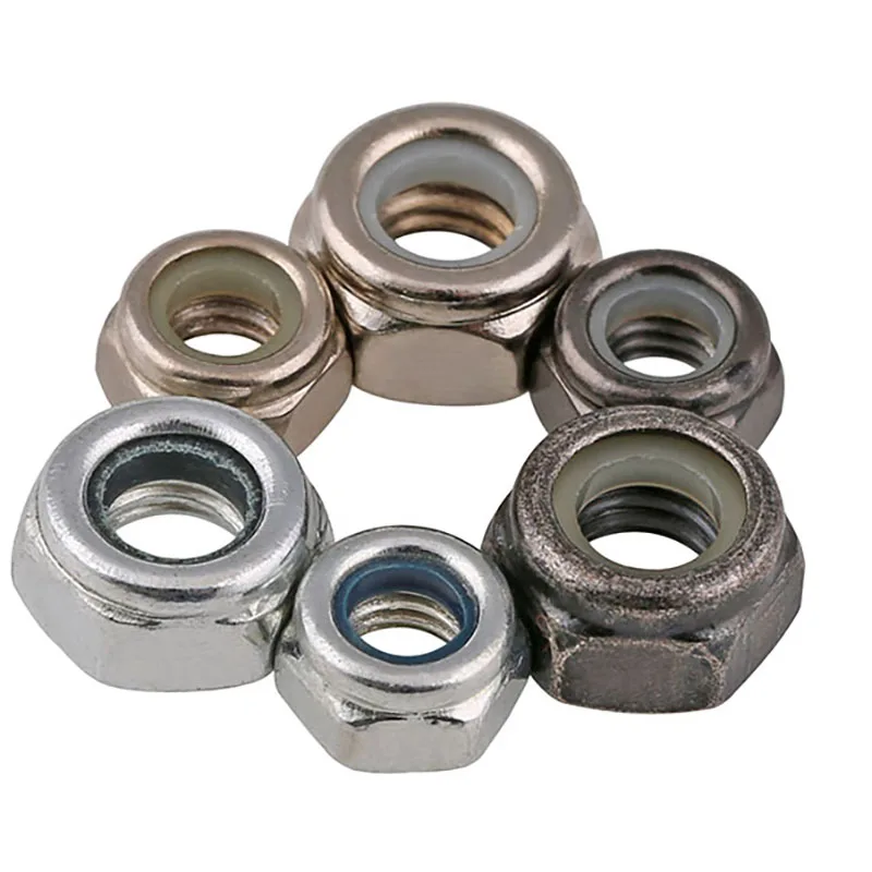 10pcs Black Zinc/White Zinc UNC/UNF Nylon Locknuts 4#-40 5#-40 6#-32 8#-32 10#-24 10#-32 1/4-20 5/16-18 3/8-16