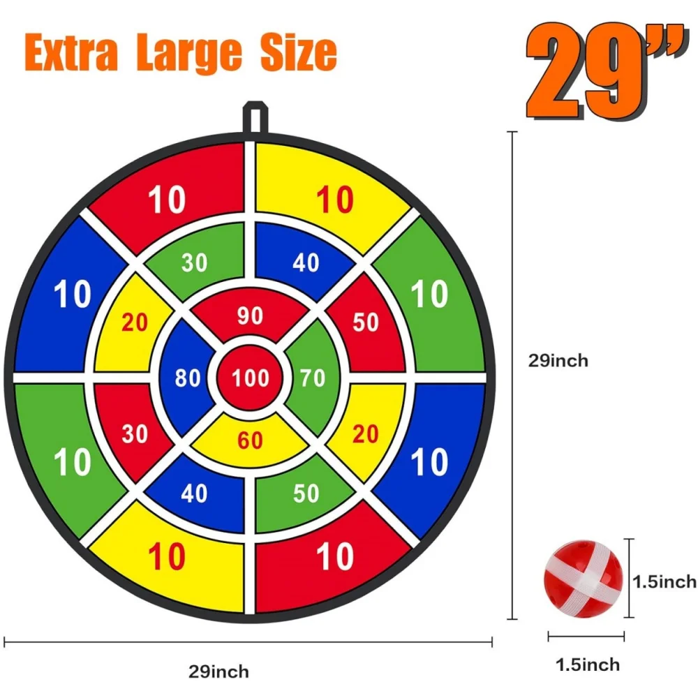 29" Kids Dart Board with Sticky Balls Large Indoor/Outdoor Fun Party Game Toy for Boys Birthday Play image 3