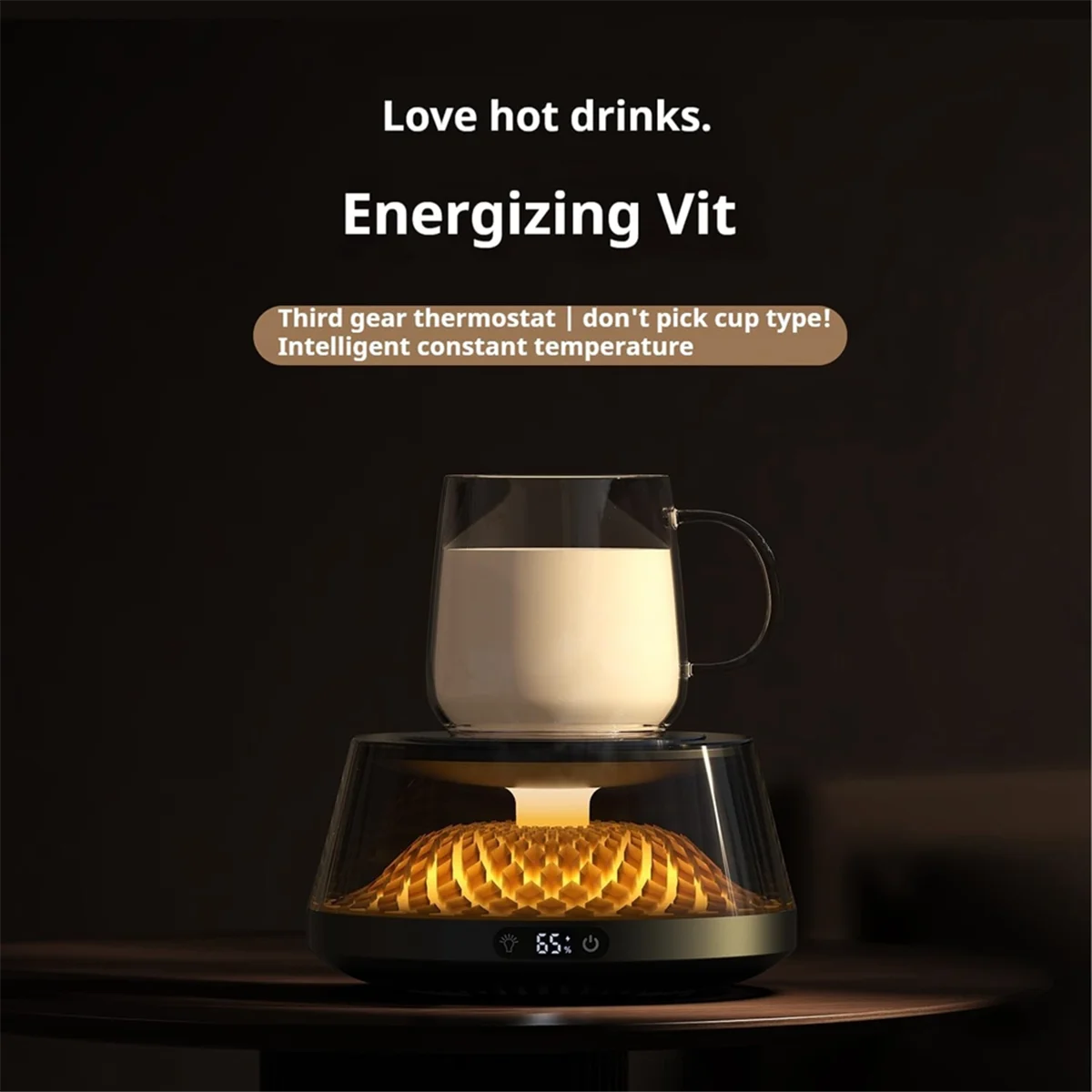 

L74A Coffee Cup Heater, Desk Coffee Heater, Electric Heater with Ambient Light, Beverage Milk Tea Heating Tray Black