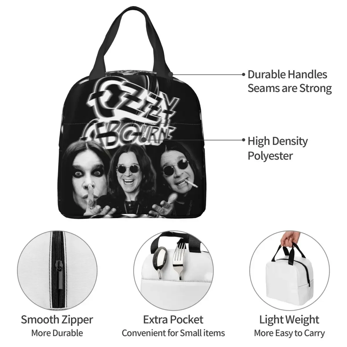 Ozzy Osbourne Insulated Lunch Bag for Women Children Leakproof Food Boxes Thermal Lunch Box Tote view 5