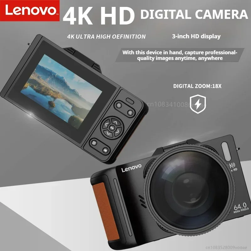 Lenovo R500 HD 1080P 3 inch Digital Camera Rechargeable Cameras with 18x Zoom Compact Camera 64MP for Student Beginner Camera