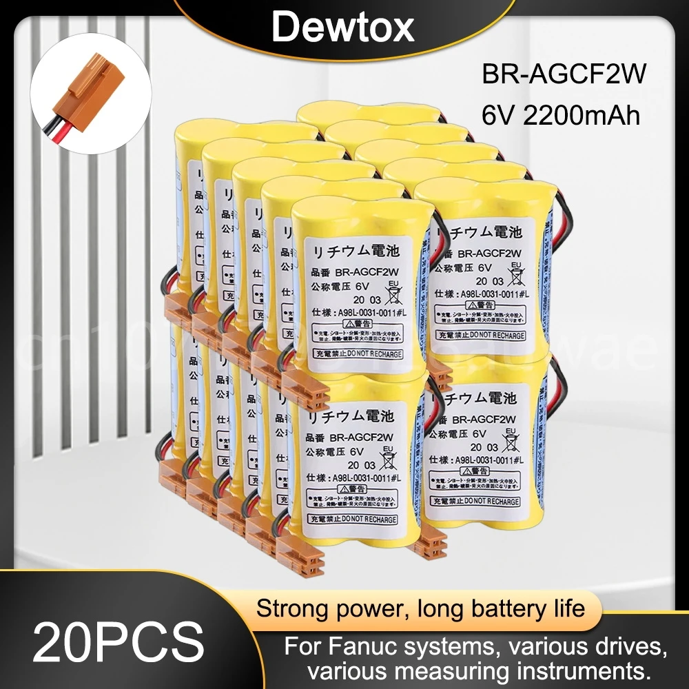 

20PCS Original New BR-AGCF2W Lithium 6V 2200mAh PLC Battery Batteries with Brown Plugs Connectors
