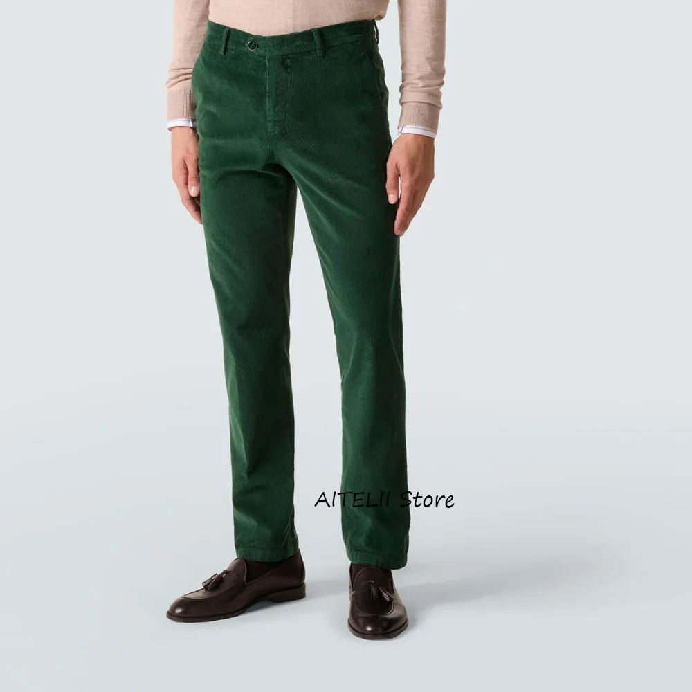 

Casual Pants Men's Vintage Corduroy Fabric Straight Leg Trouser for Man Trousers Stylish Work Tailoring Classic Clothing