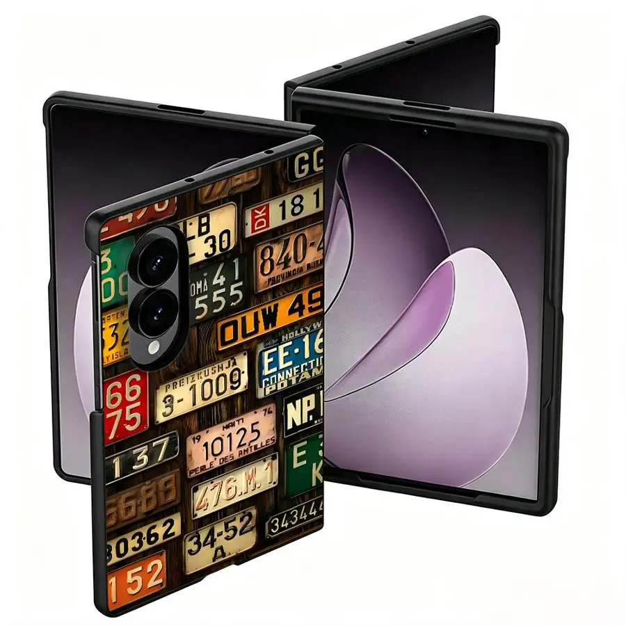Luxury Phone Cover Case for Samsung Galaxy Z Fold8 Wide ZFold Wide Z Fold 8 ZFold8 Retro Car Number Plates - view 5