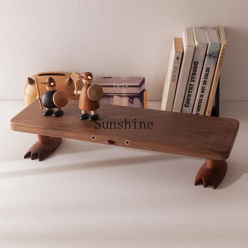 Solid wood cartoon desk finishing rack, type monitor heightening rack, computer screen base