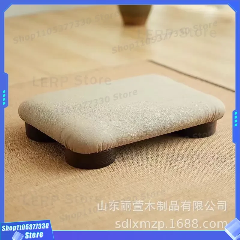 Japanese Style Solid Wood Small Stool Low Tatami Bench for Bay Window Soft Bottom Foot Rest Children Meditation Prayer Seat