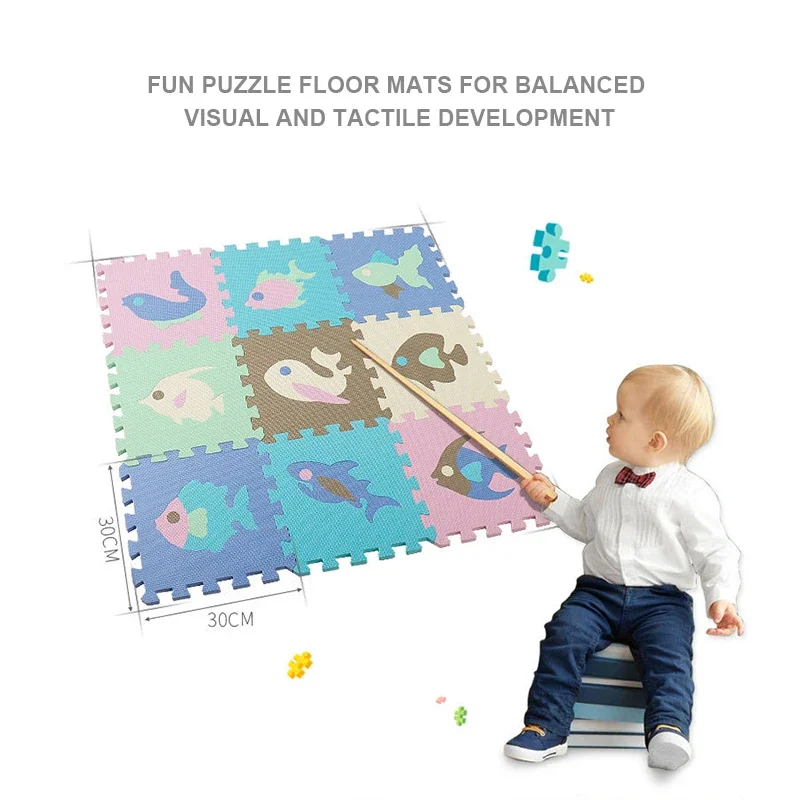 Baby Puzzle Play Mat Fence Kids Educational Toys Activity Pad Crawling for Infants Soft EVA Foam Floor Mats for Random Color