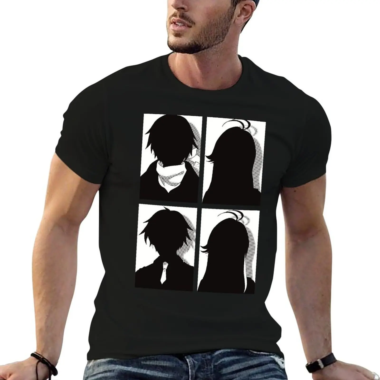 86 or Eighty six anime merch All main character in black and white pop art silhouette design Shinei nouzen x Vladilena m T-Shirt