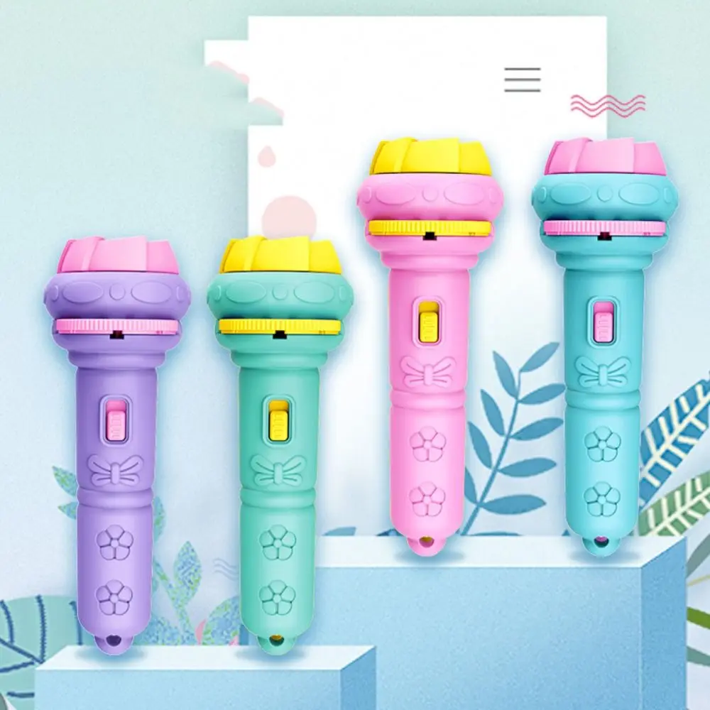 

32 Patterns Cartoon Projection Flashlight 4 Cards Luminous Flashlight Toy Projector Plastic Cartoon Baby Projector Torch