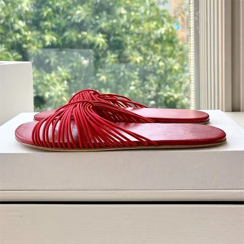 

Hot Selling Slippers For Woman Summer Flat Shoes Outdoors Narrow Strap Peep Toe Slides Woman Modern Flip Flops Women