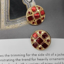 18/22MM Vintage Red Metal Shank Buttons Of Clothing High Quality Fashion Sewing Round Button For Clothing Designed Accessories