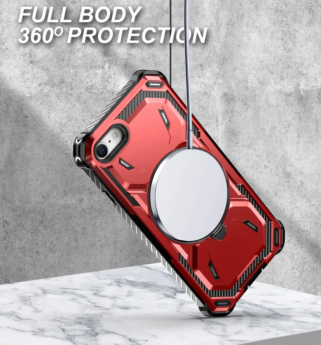 iPhone 7/8 커버용 이중 레이어 충격 흡수 케이스 MagSafe와 호환 가능 견고하고 킥스탠드가 있는 iPhone SE 2020 2022용