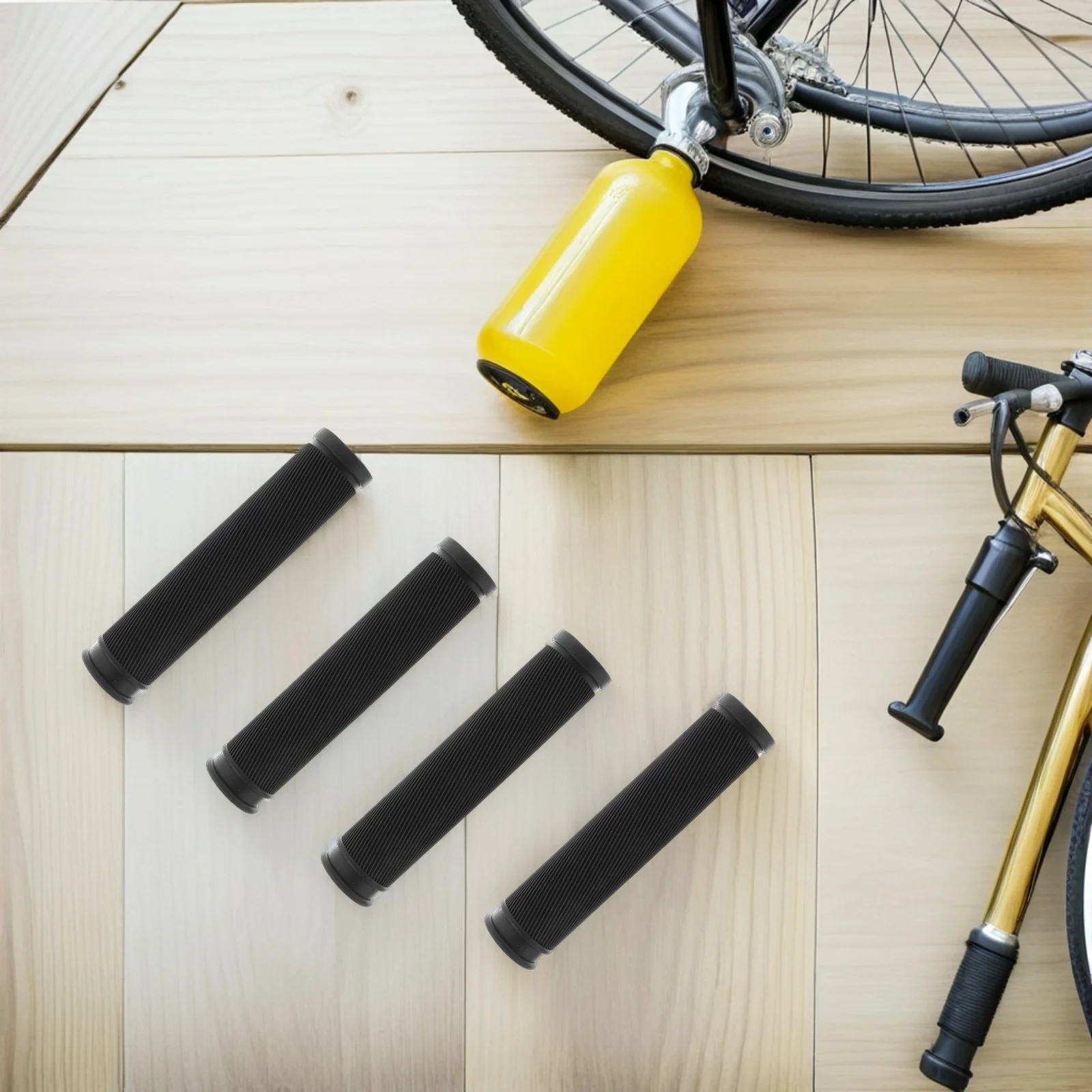 

2 Pair Bicycle Grip Scooter Handlebar Grips Non-slip Black Rubber Covers for Bikes