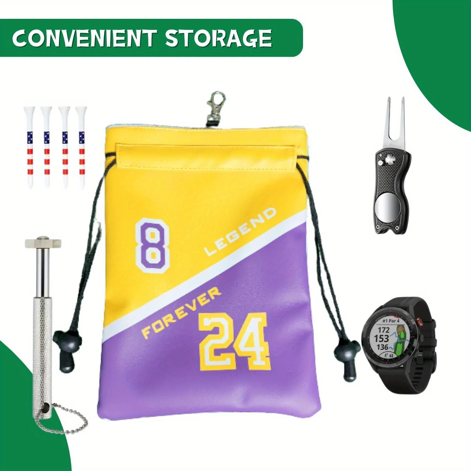 مضحك جولف الأشياء الثمينة الحقيبة رقم 24 نمط بو الجلود جولف المحملة الحقيبة مع الرباط إغلاق كرة جولف المحملة حقيبة يد إكسسوارات الغولف