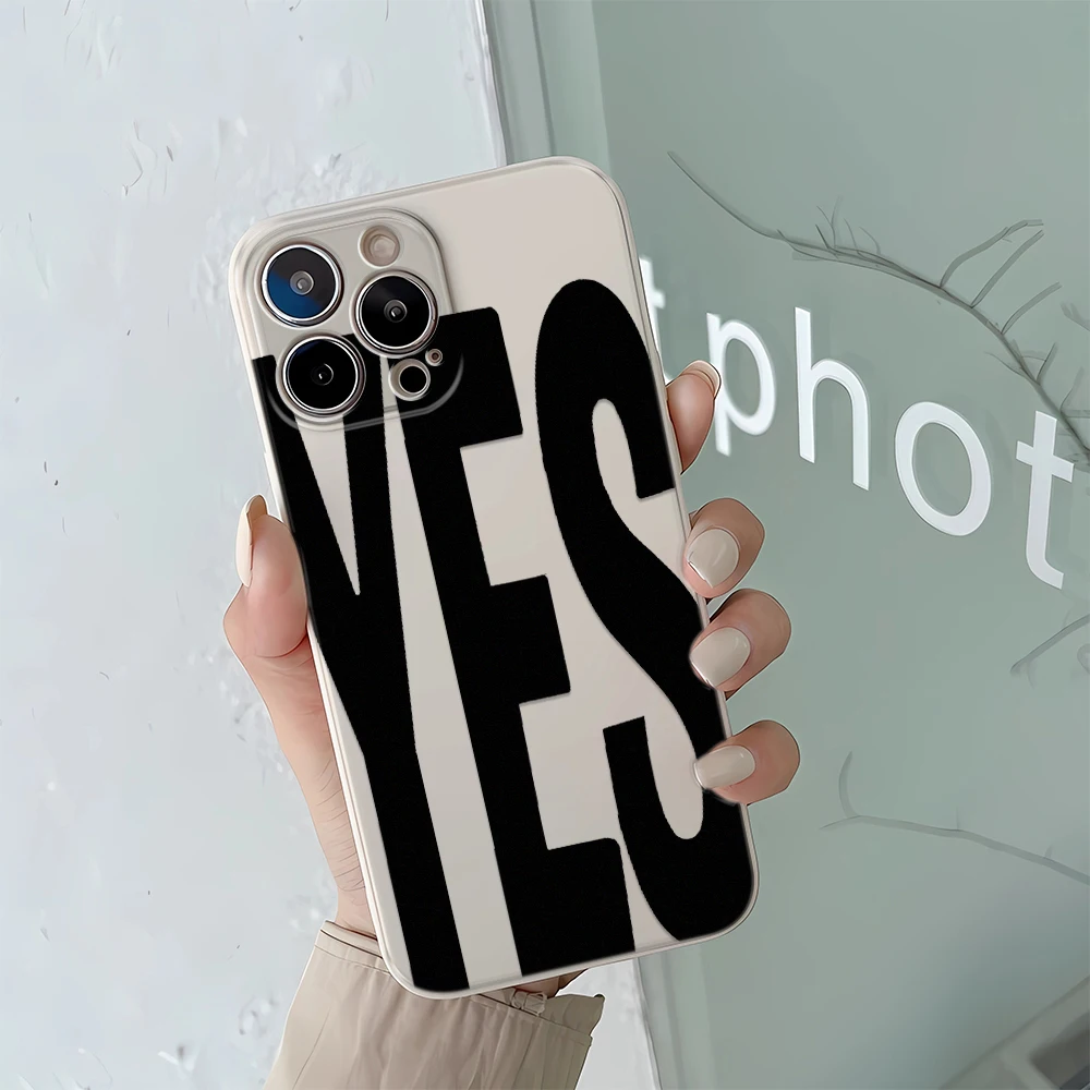 YES Personalized Art Black White Letters Y2K Phone Case For Xiaomi Redmi Note 14 13 12 12S Pro Plus 5G Soft Silicone Back Cover