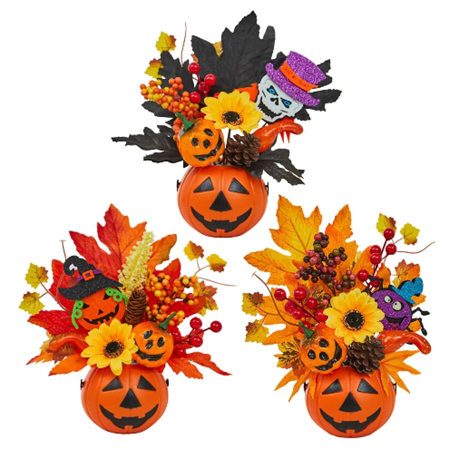 اليقطين الرغوي مع زهور البكا وأوراق القيقب لتزيين المنزل في الخريف