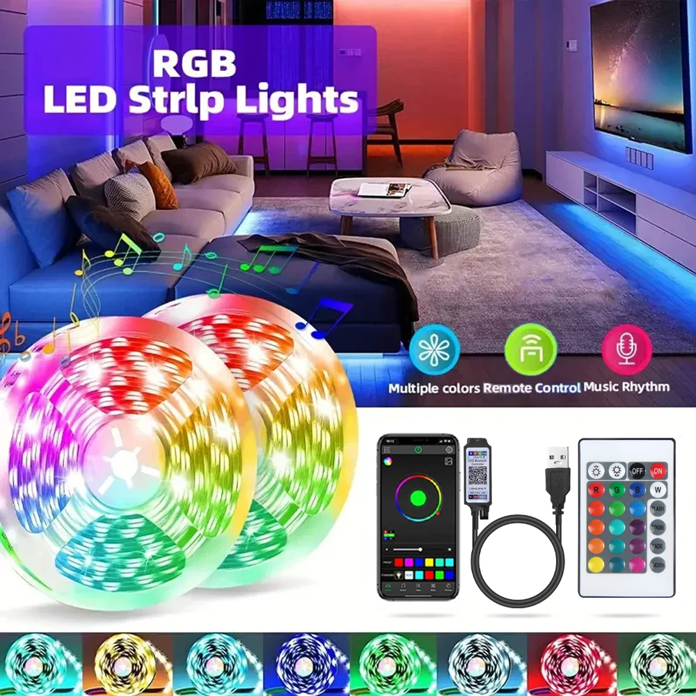 Światła LED RGB kontrola aplikacji 16 diod led/M 24 klucze pilot DIY podświetlenie telewizora pas świetlny elastyczne oświetlenie szafki do