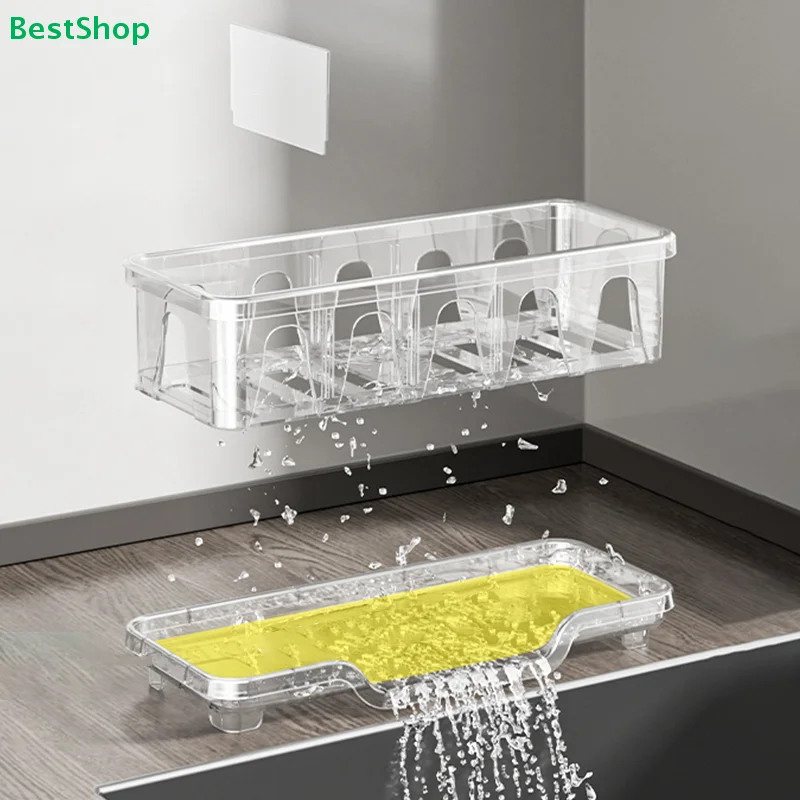 

♥Kitchen Sink Organizer Caddy-Compartment Dishwashing Tool Holder with Drainage,Countertop Storage Basket for Scrubbers & Soap