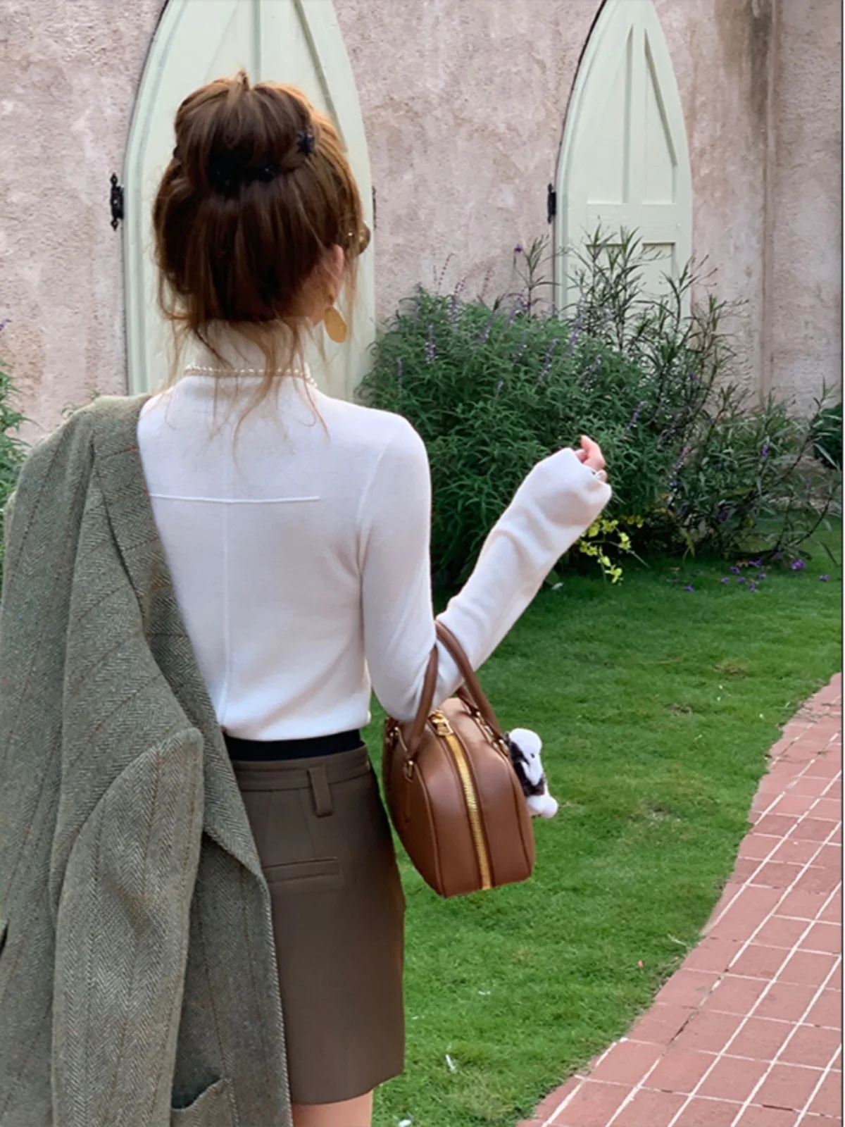 

Свитер Zonee X Lea Sung Wen из шерсти с высоким воротником, осенне-зимняя новинка, базовый элемент гардероба, в стиле Old Money, женский трикотаж