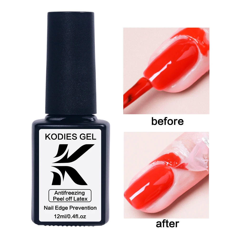 KODIES GEL 12ML Liquid Latex for Nails Peel Off Cuticle Guard Barrier Protector Fast Dry Nail Polish Stamp Skin Latex Tape Pink