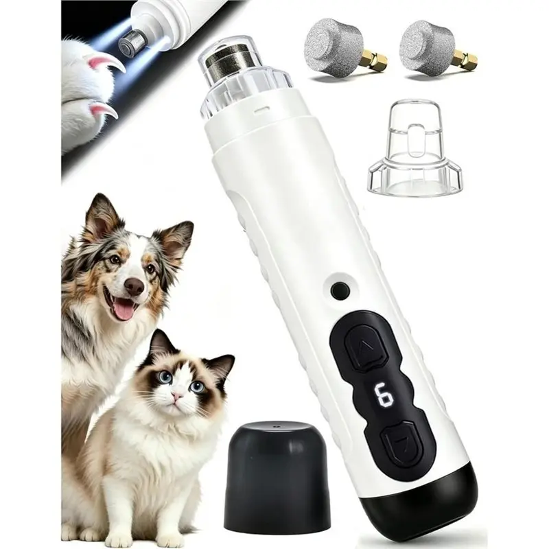A04G-Quiet Pet Nail Grinder 6-Speed Forward& Reverse For Dogs& Cats Painless Trimming Fit Suitable Small, Medium Large Pets