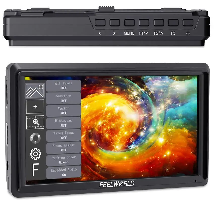 

FEELWORLD FW568 V3 6-inch 3D LUT DSLR Camera Field Monitor IPS Full HD 1920x1080 Support HDMI Input Output Tilt Arm Power Output