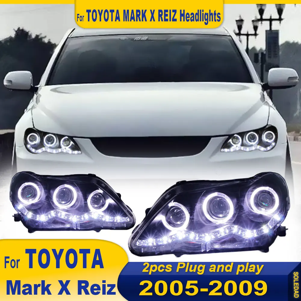 Car Styling HeadLamp for Toyota Reiz Mark X Headlight 2005 2006 2007 2008 2009 LED rear lamp DRL H7 Hid Angel Eye Bi Xenon Beam