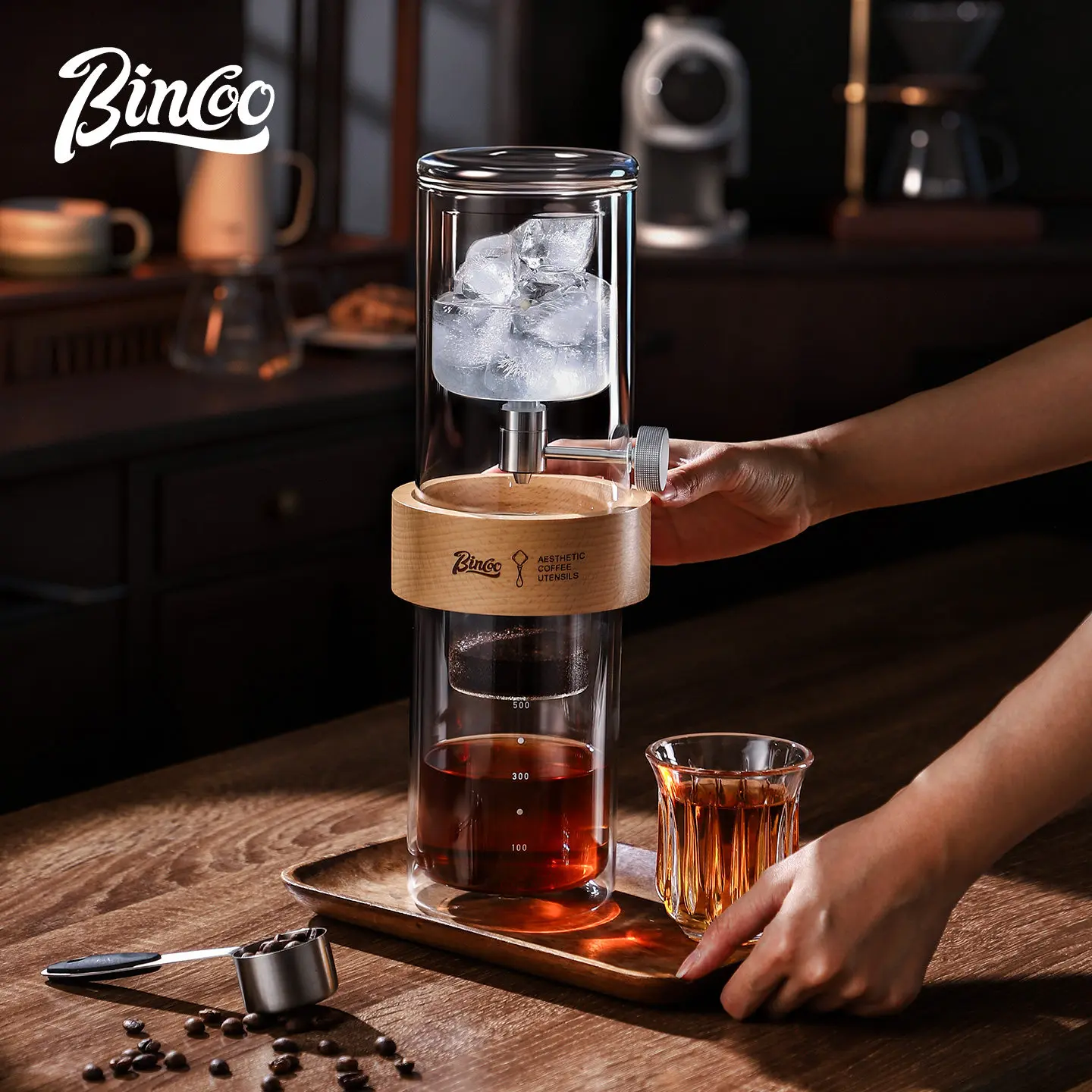 Bincoo Cold Drip Coffee Maker Double Layer Glass Large Capacity Drip Type Cold Brew Pot For Home Coffee Lovers