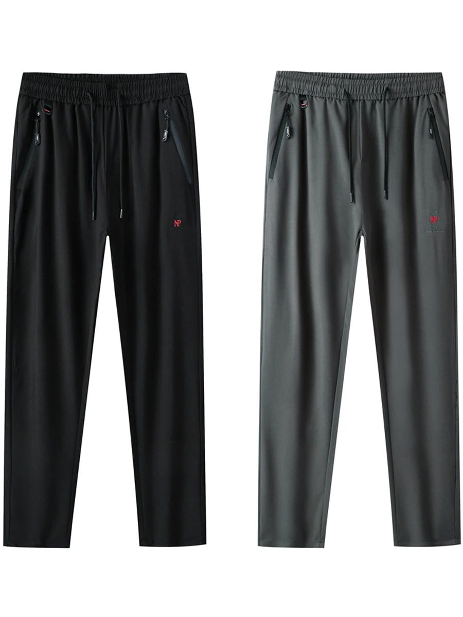 

Summer Dad Pants Thin Ice Silk Loose Waist Casual Trousers for Middle-Aged Men Straight Leg Pants Faionable Urban Sle