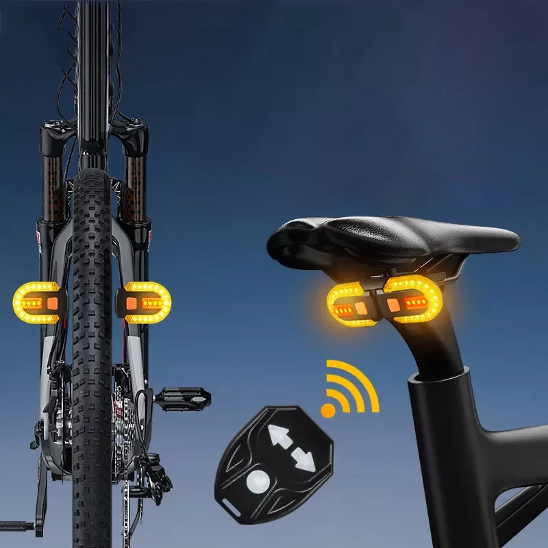Noite ciclismo controle remoto luz da cauda da bicicleta de estrada recarregável led luz sinal volta com alarme luz da cauda da bicicleta