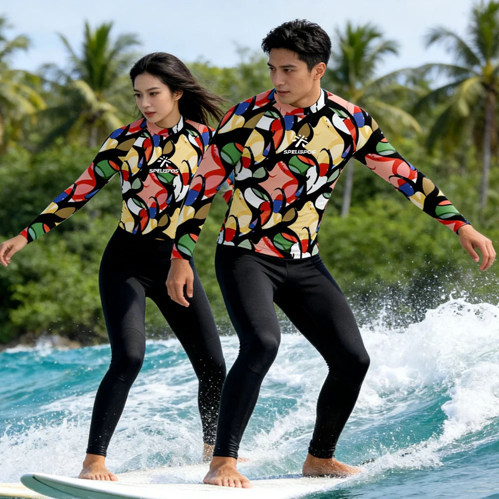 Men Women Long Sleeve Rashguard Surfing Shirt Sailing Top Wear UPF50+UV Protection Quick Dry Top for Water Sport Fishing Touring
