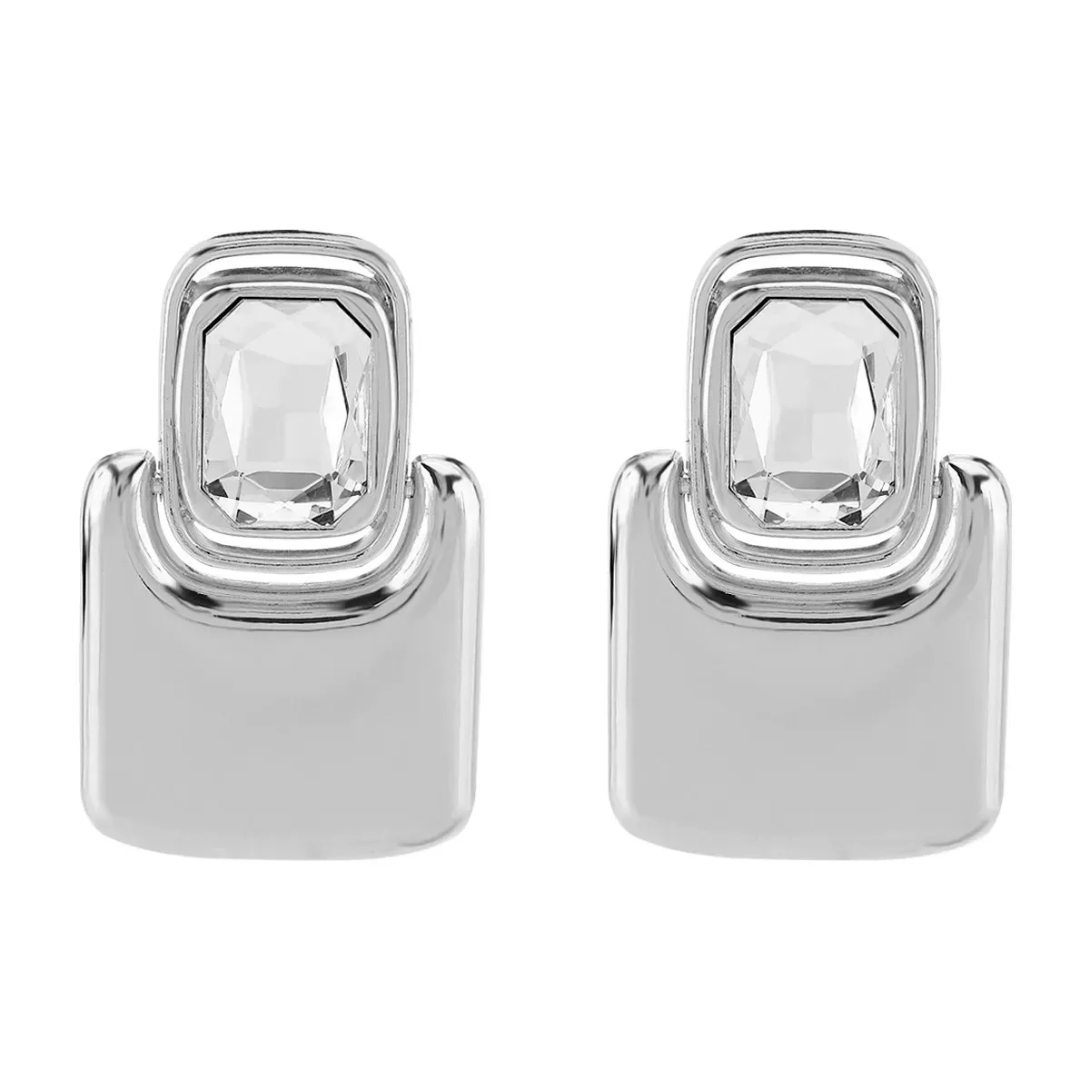 Vintage Metall übertriebene quadratische Ohrringe für Damen Accessoires Statement Heavy Industry große Kristallohrringe Trendschmuck 5 – Detail 6